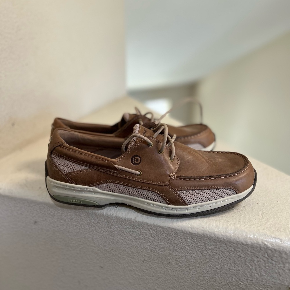 DUNHAM CAPTAIN MEN BROWN LEATHER BOAT‎ DECK SHOES MCN410TN SZ 12 Driving Loafers